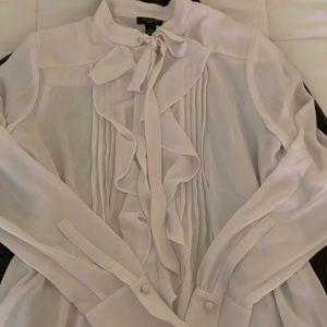Ann Taylor Ruffle Tie Blouse, XSP